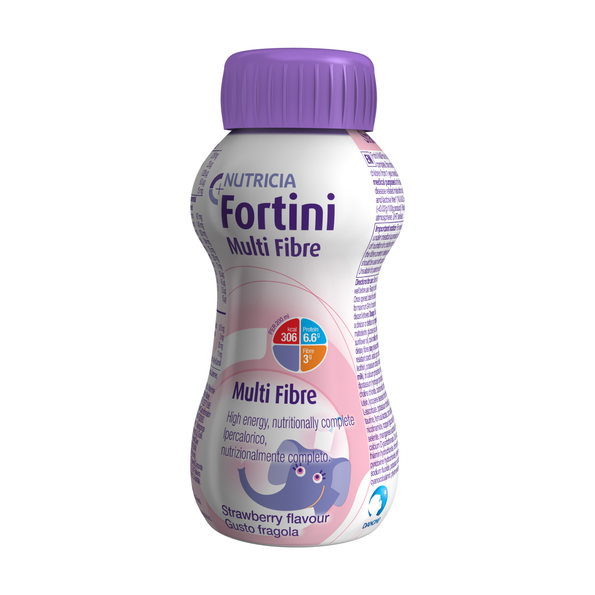 Спеціальне ентеральне харчування Nutricia Fortini з харчовими волокнами, зі смаком полуниці, від 1 року, 200 мл